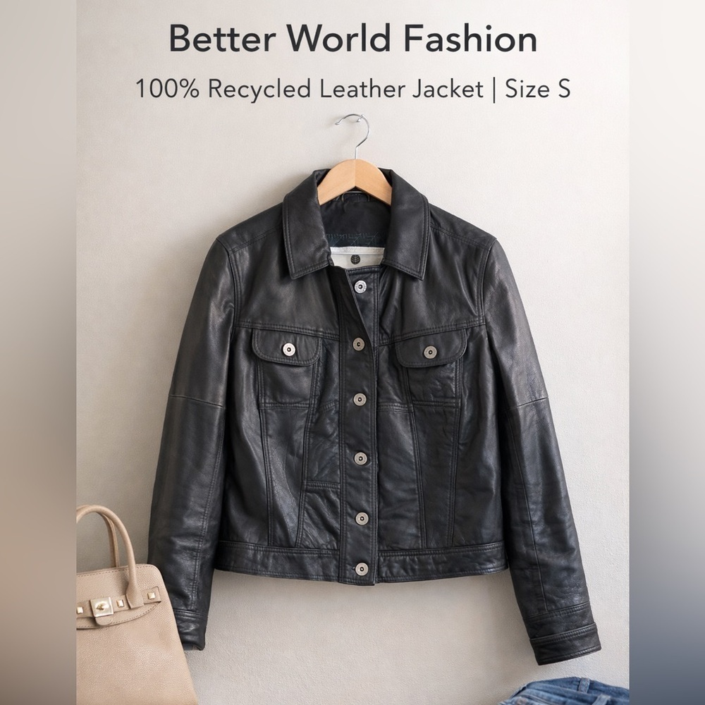 Better World Fashion Danish 100% Recycled Leather Size Small Sustainable Luxury